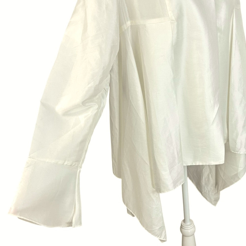 Rubin Singer 16 Taffeta Top Unique Lagenlook Asymmetrical Ivory Flowy - Picture 7 of 11